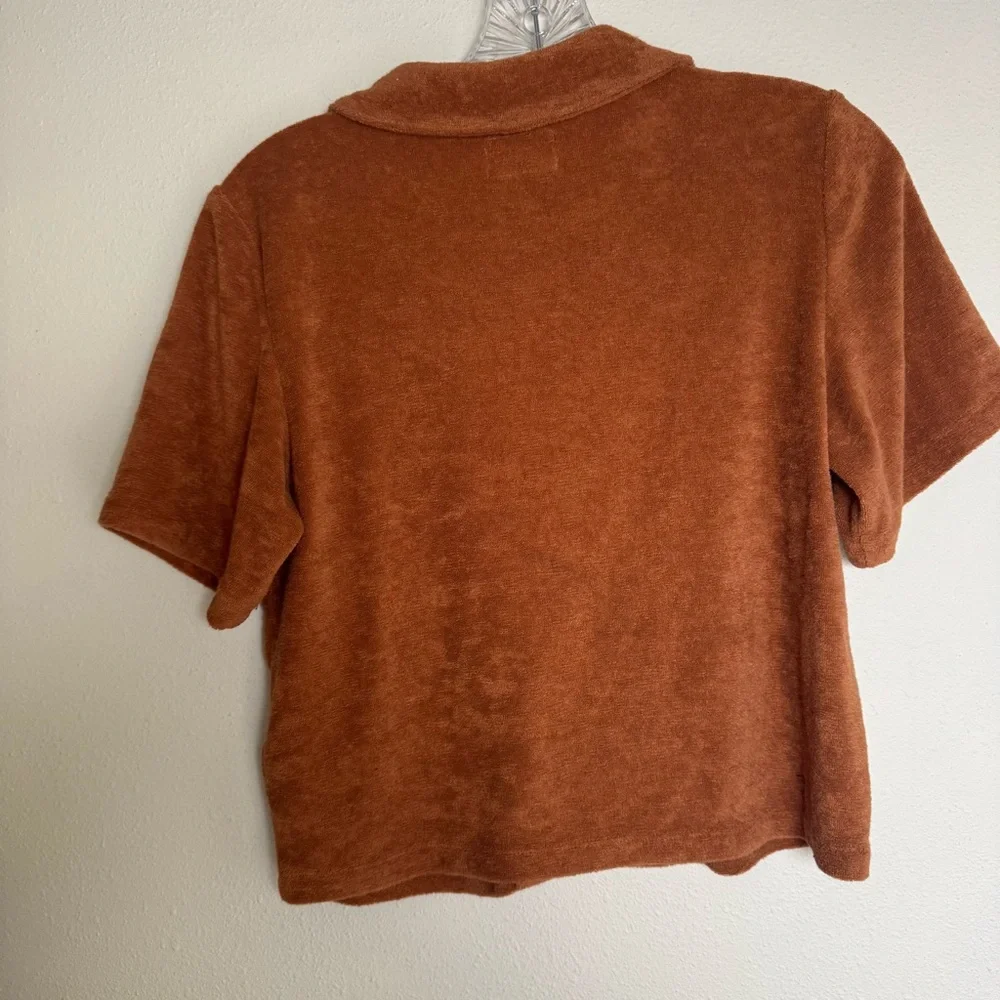 Marine Layer light brown‎ Terry Cloth crop Shirt button up - Picture 4 of 6